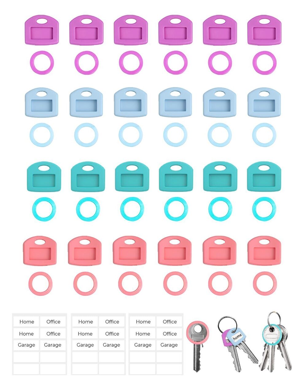 4438 48PCS Key Identifiers Covers 1" & 0.9", Soft Stretchy Key Markers Caps